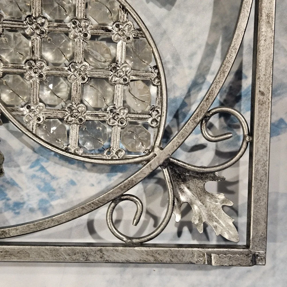 Distressed Silver Metal Wall Decor‎ Scroll Floral Farmhouse Wall Hanging 14
